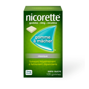 Nicorette 2 mg chewing gum -105 gommes : solution efficace pour arrêter de fumer au Maroc