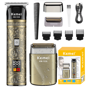 Kemei KM-1538 – Ensemble tondeuse et rasoir rechargeable